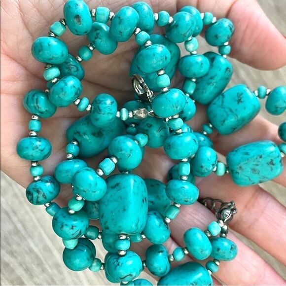 Premier Designs double stranded turquoise necklace - Picture 3 of 11